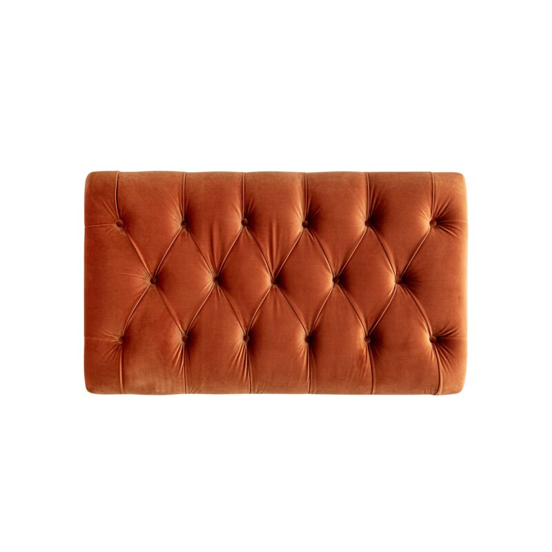 Portland Small Double Buttoned Fold-Out Bed in Ottoman, Rust Velvet - Image 6