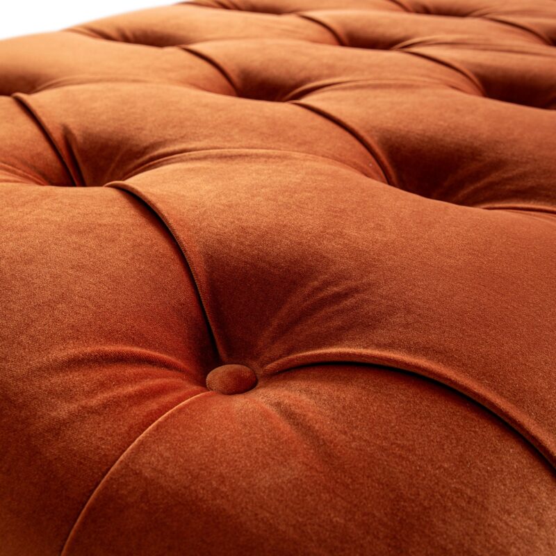 Portland Small Double Buttoned Fold-Out Bed in Ottoman, Rust Velvet - Image 9