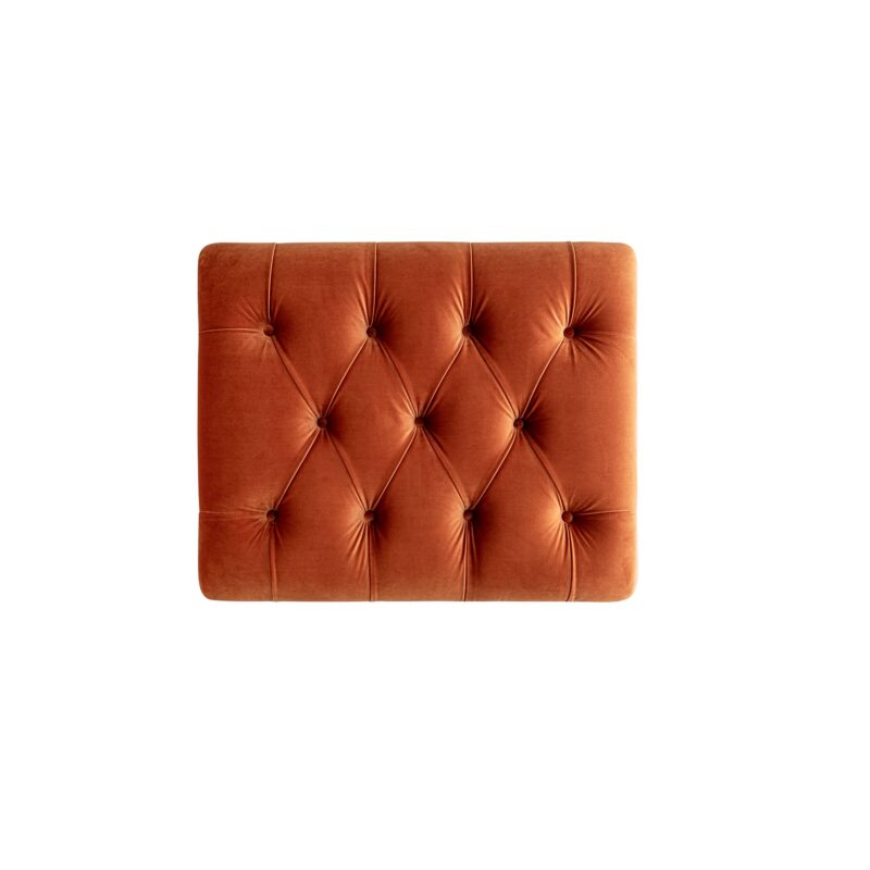 Portland Single Buttoned Fold-Out Bed in Ottoman, Rust Velvet - Image 6