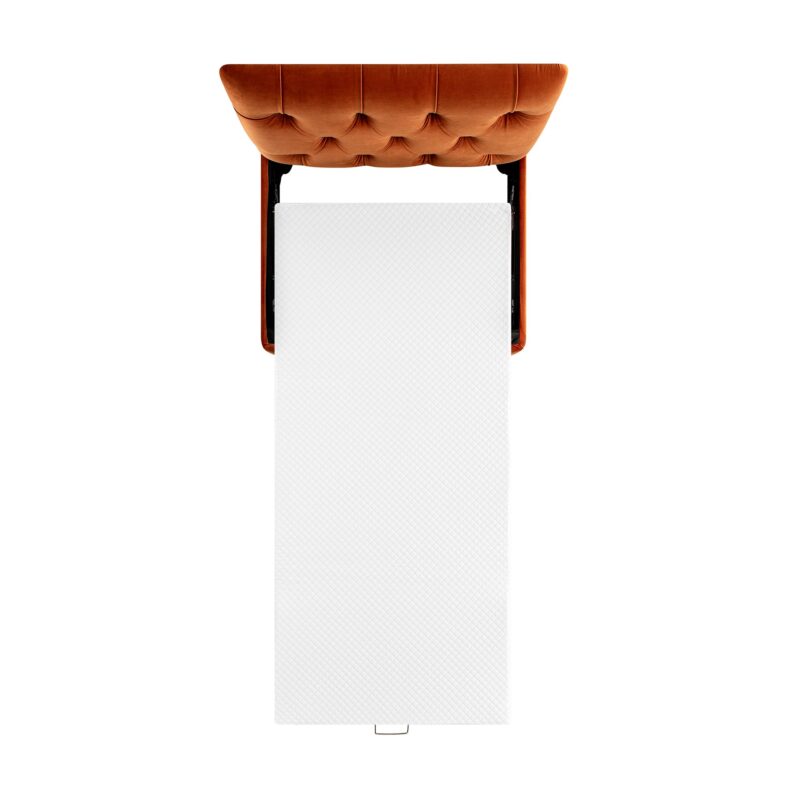 Portland Single Buttoned Fold-Out Bed in Ottoman, Rust Velvet - Image 7