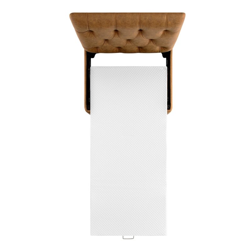 Portland Single Buttoned Fold-Out Bed in Ottoman, Tan Faux Suede - Image 7