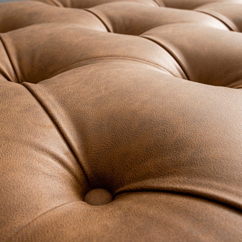 Portland Single Buttoned Fold-Out Bed in Ottoman, Tan Faux Suede - Image 10