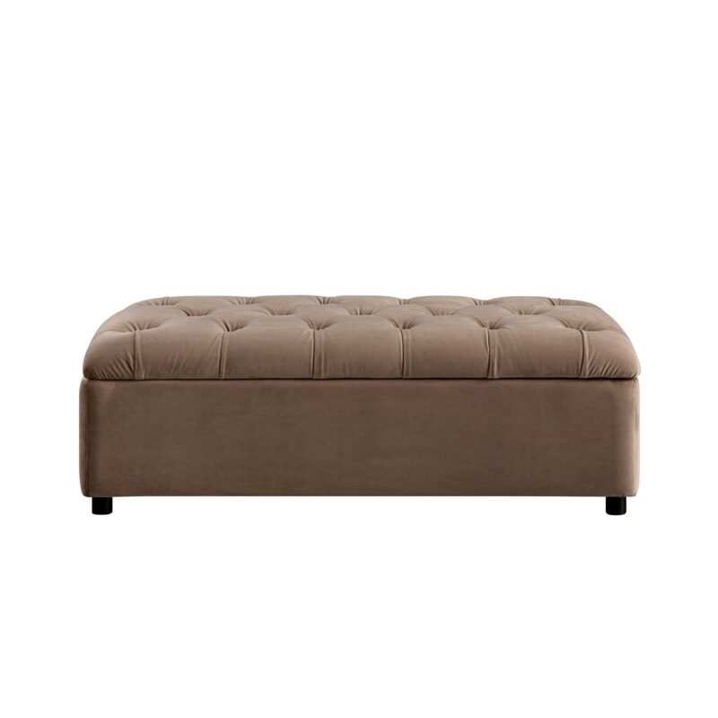 Portland Small Double Buttoned Fold-Out Bed in Ottoman, Mink Velvet - Image 4