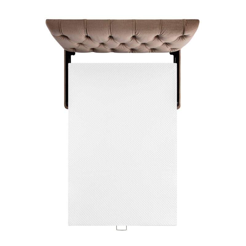 Portland Small Double Buttoned Fold-Out Bed in Ottoman, Mink Velvet - Image 7