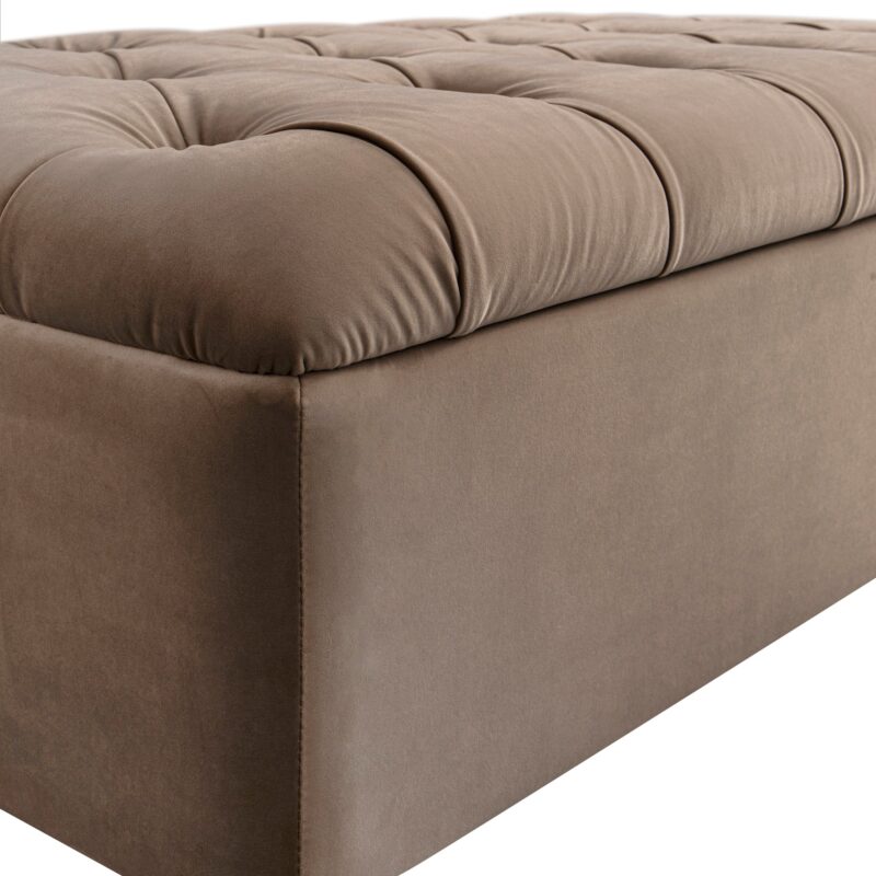 Portland Small Double Buttoned Fold-Out Bed in Ottoman, Mink Velvet - Image 10