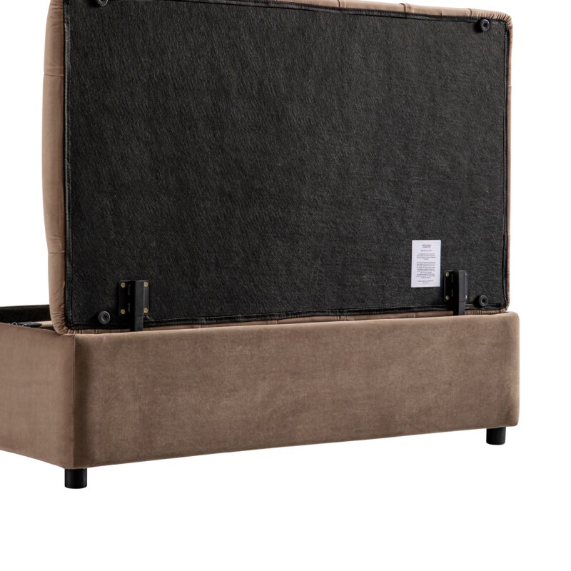 Portland Small Double Buttoned Fold-Out Bed in Ottoman, Mink Velvet - Image 12