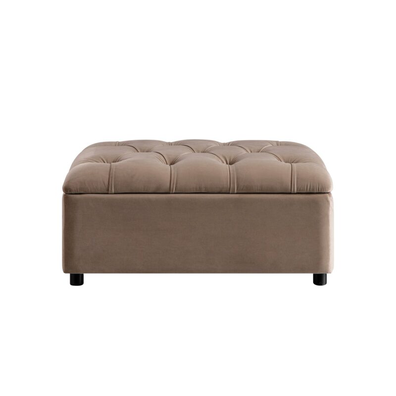 Portland Single Buttoned Fold-Out Bed in Ottoman, Mink Velvet - Image 4