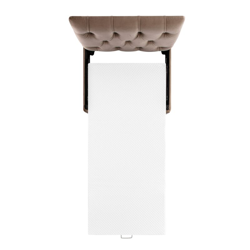 Portland Single Buttoned Fold-Out Bed in Ottoman, Mink Velvet - Image 7