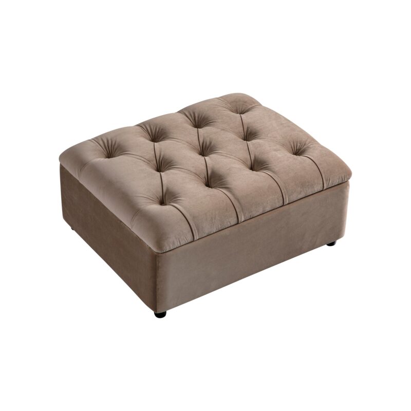 Portland Single Buttoned Fold-Out Bed in Ottoman, Mink Velvet - Image 8