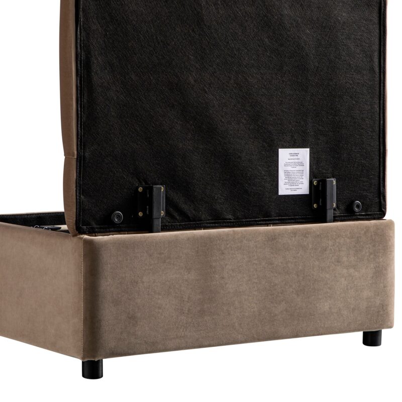 Portland Single Buttoned Fold-Out Bed in Ottoman, Mink Velvet - Image 11