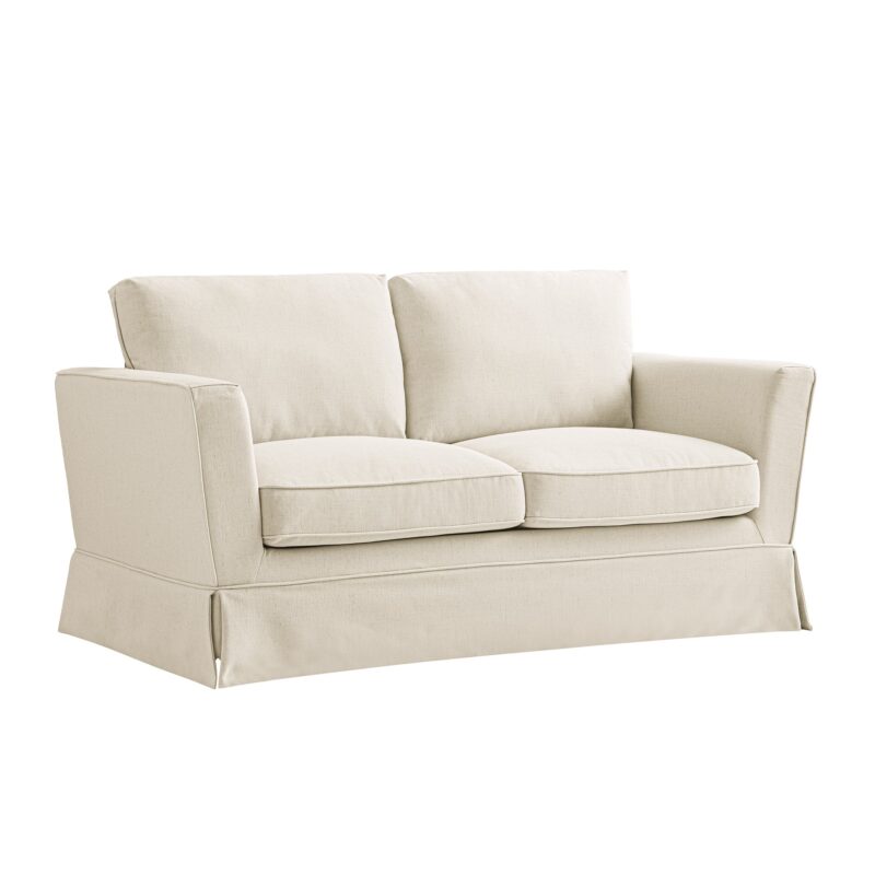 Fitz Skirted 2-Seater Sofa, Oatmeal Linen Blend - Image 8