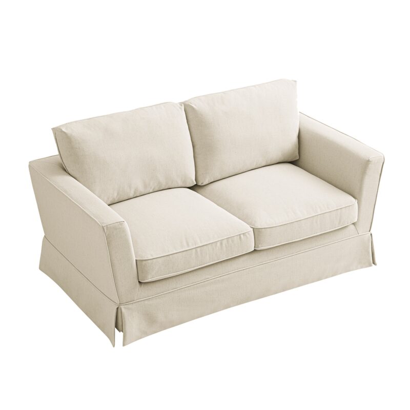 Fitz Skirted 2-Seater Sofa, Oatmeal Linen Blend - Image 10