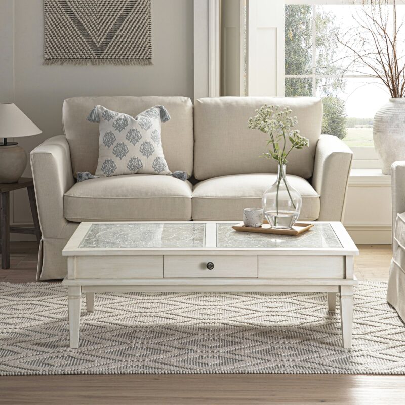 Fitz Skirted 2-Seater Sofa, Oatmeal Linen Blend - Image 2