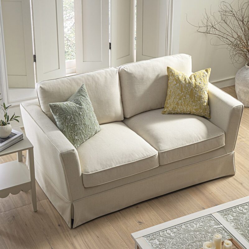 Fitz Skirted 2-Seater Sofa, Oatmeal Linen Blend - Image 4