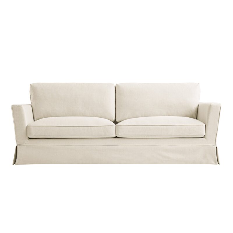 Fitz Skirted Large 3-Seater Sofa, Oatmeal Linen Blend - Image 7