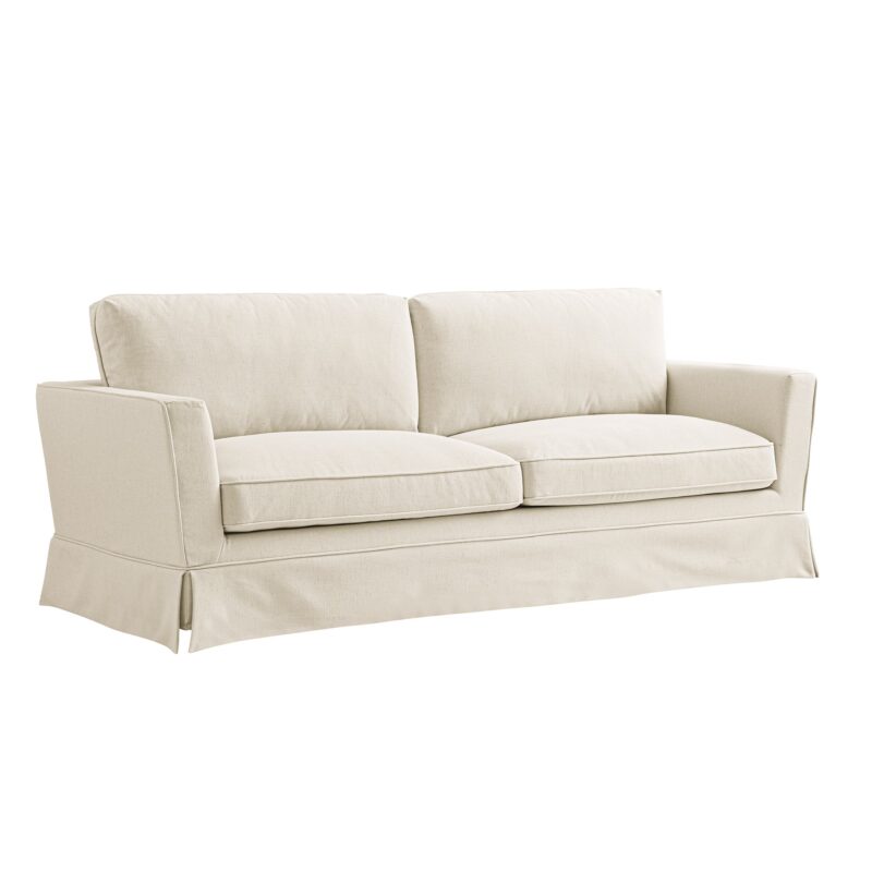 Fitz Skirted Large 3-Seater Sofa, Oatmeal Linen Blend - Image 8