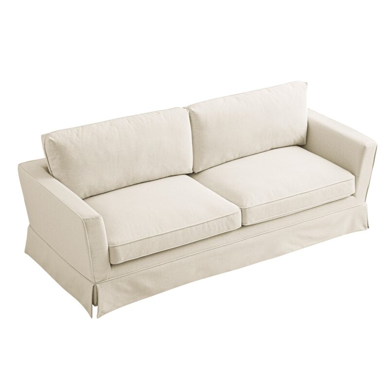 Fitz Skirted Large 3-Seater Sofa, Oatmeal Linen Blend - Image 10