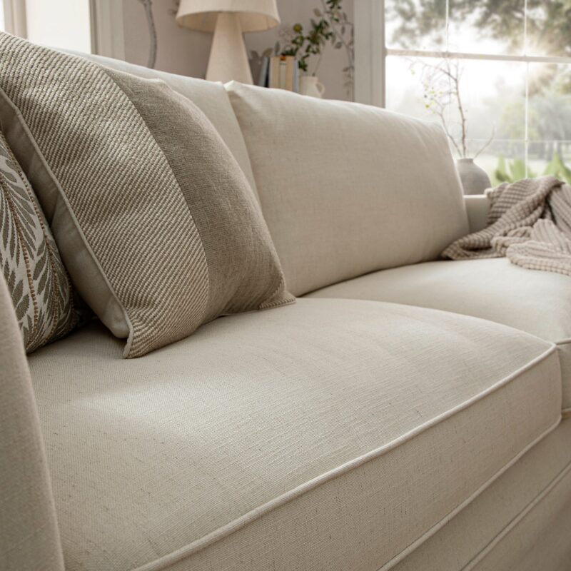 Fitz Skirted Large 3-Seater Sofa, Oatmeal Linen Blend - Image 5