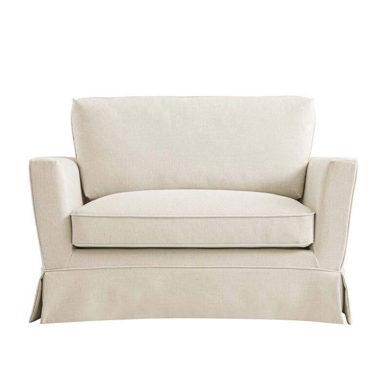 Fitz Skirted Loveseat, Oatmeal Linen Blend - Image 6