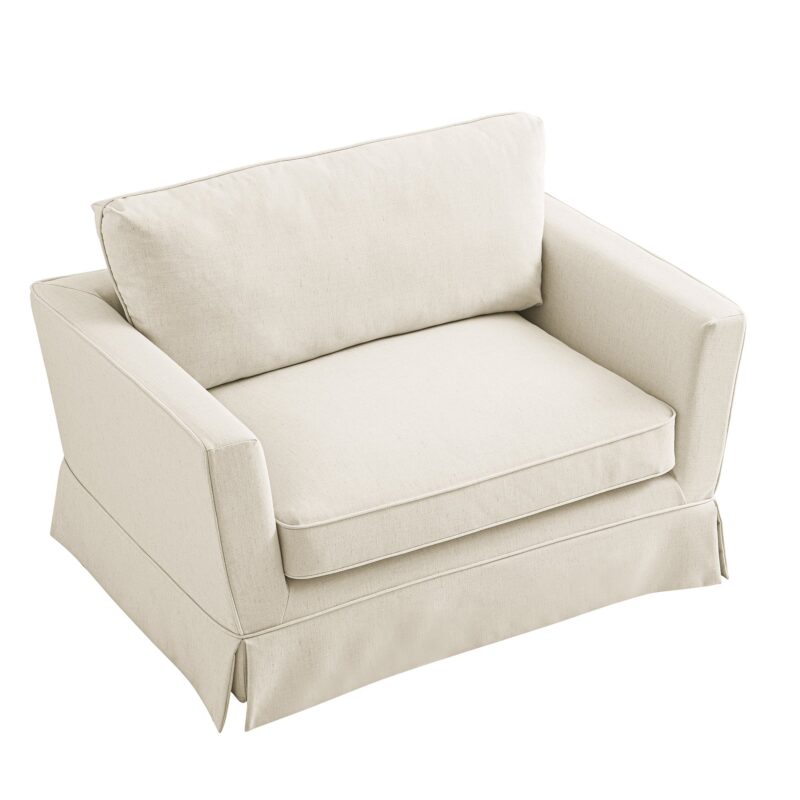 Fitz Skirted Loveseat, Oatmeal Linen Blend - Image 9