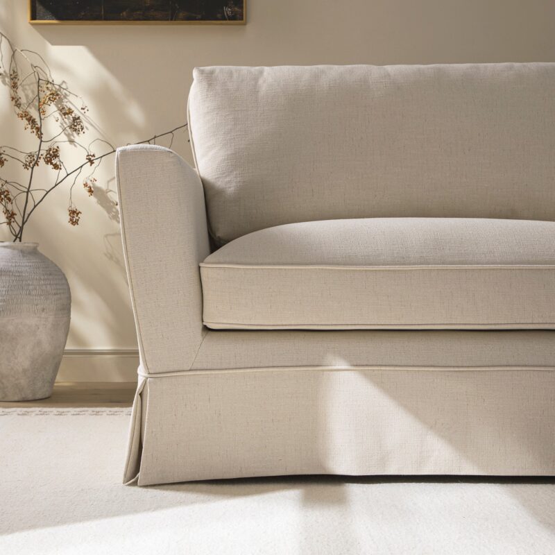 Fitz Skirted Loveseat, Oatmeal Linen Blend - Image 3