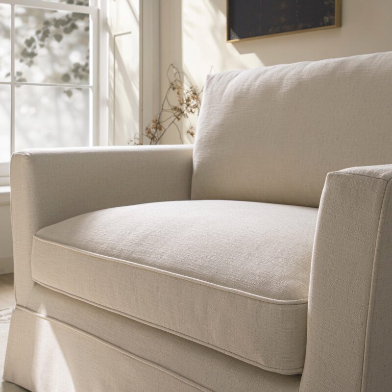 Fitz Skirted Loveseat, Oatmeal Linen Blend - Image 4
