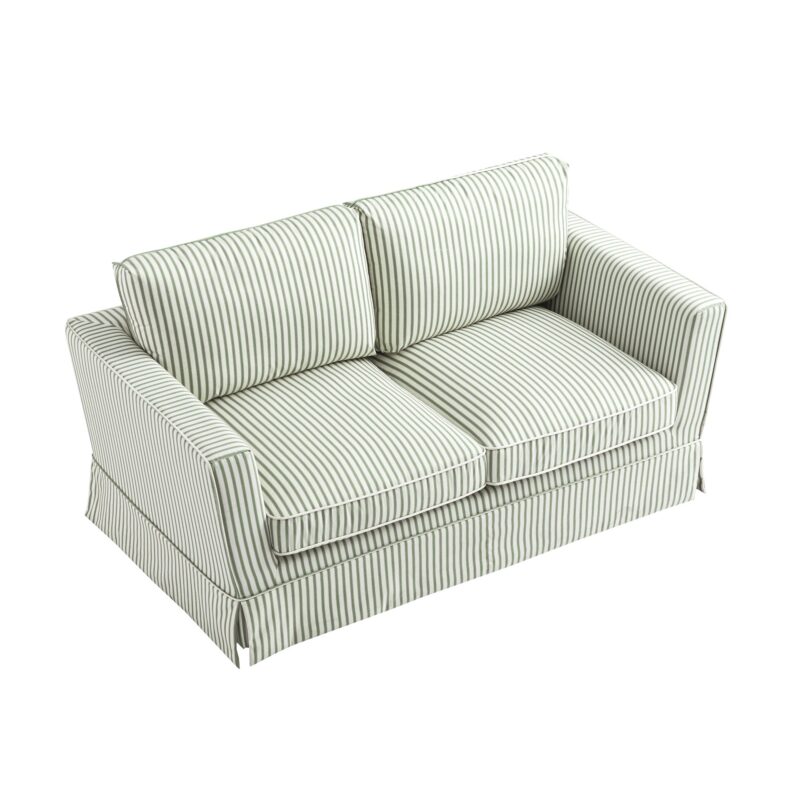 Fitz Skirted 2-Seater Sofa, Sage Striped Linen Blend - Image 6