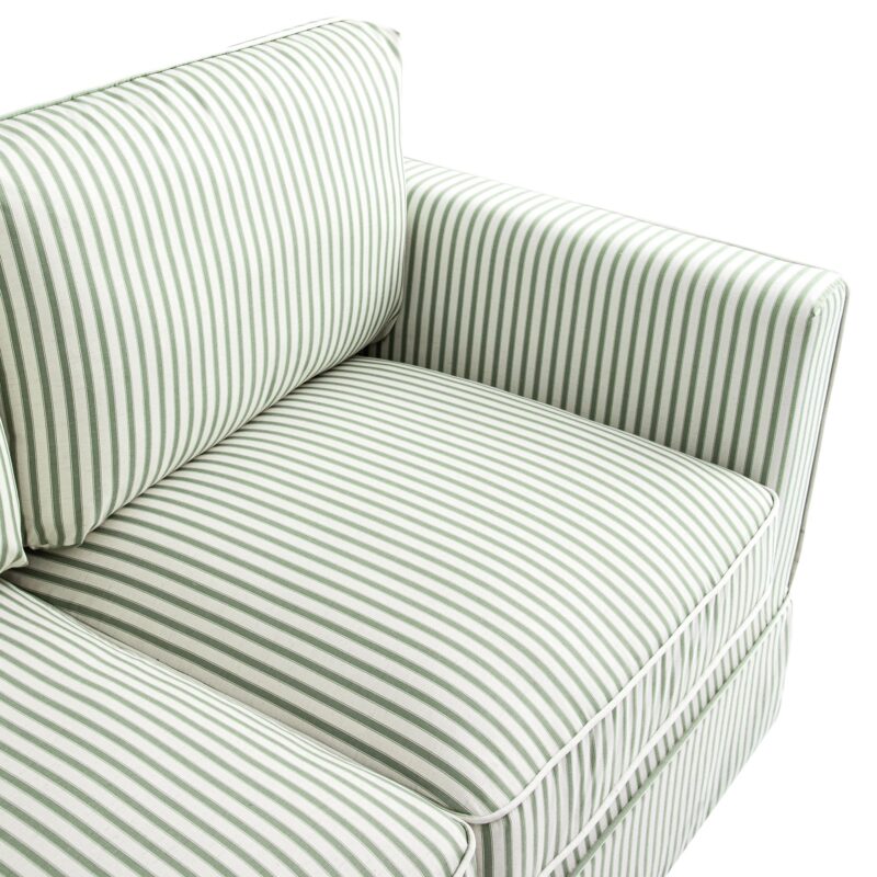 Fitz Skirted 2-Seater Sofa, Sage Striped Linen Blend - Image 8