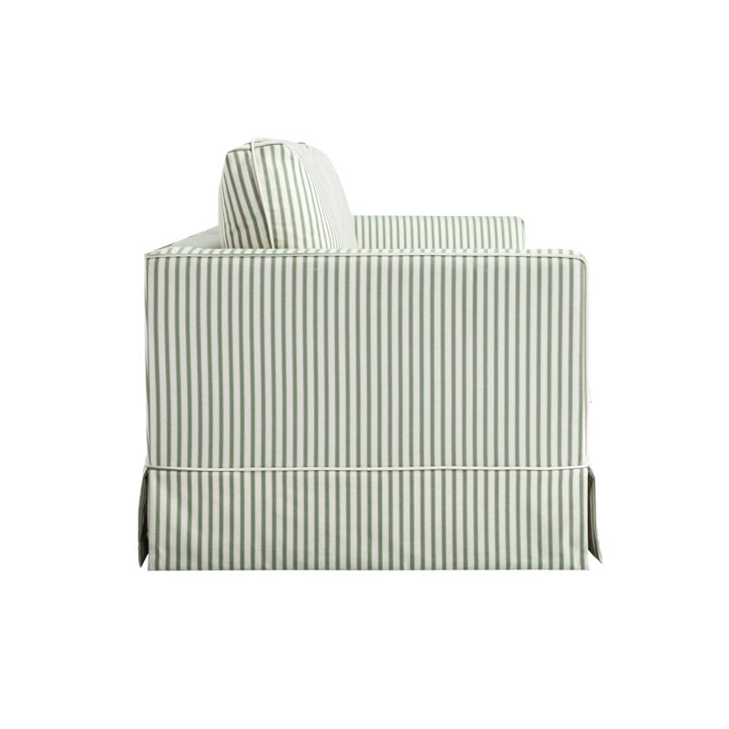 Fitz Skirted Large 3-Seater Sofa, Sage Striped Linen Blend - Image 5