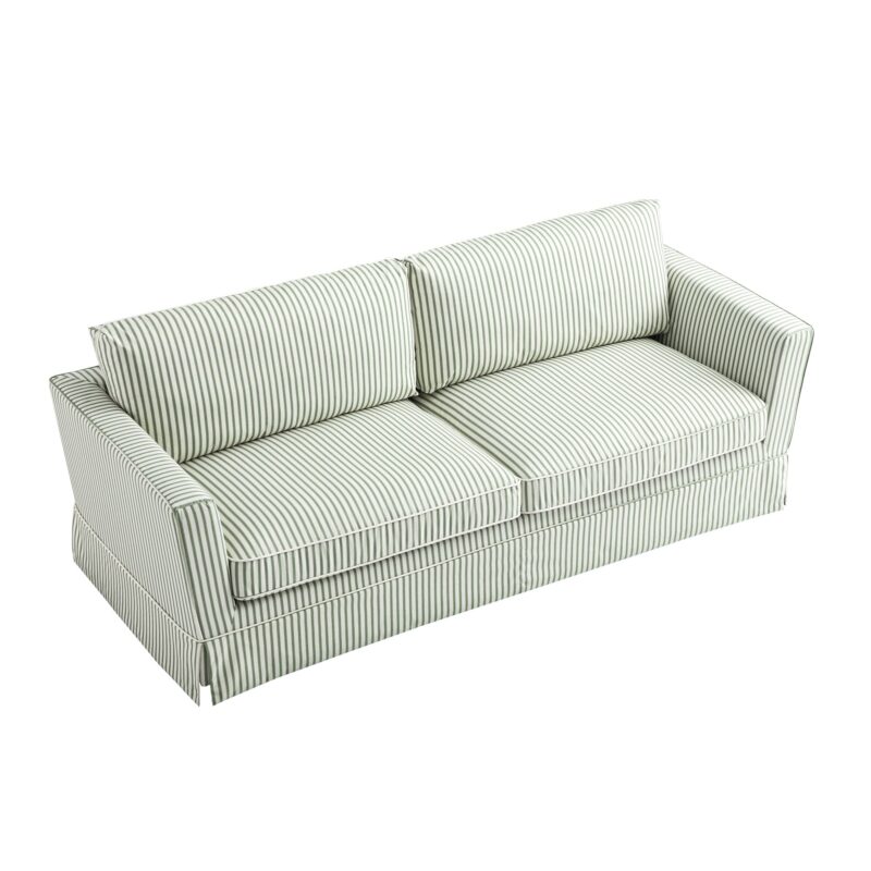Fitz Skirted Large 3-Seater Sofa, Sage Striped Linen Blend - Image 4