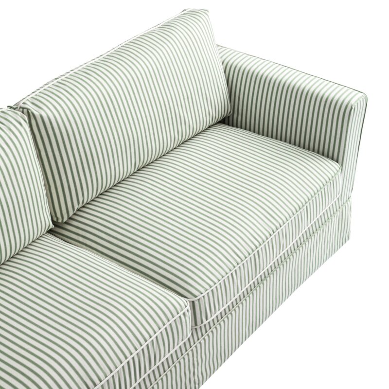 Fitz Skirted Large 3-Seater Sofa, Sage Striped Linen Blend - Image 8