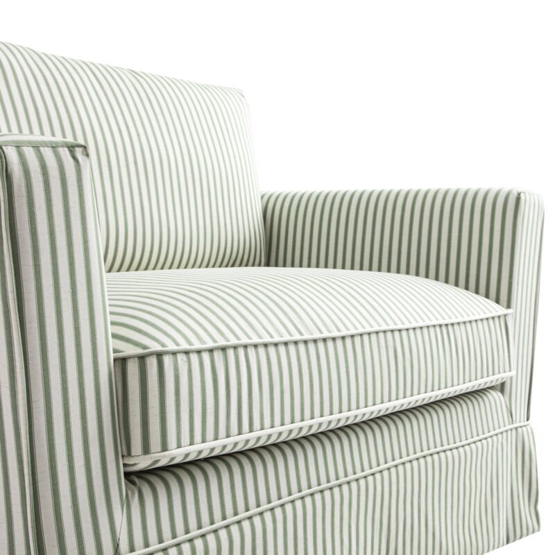 Fitz Skirted Loveseat, Sage Striped Linen Blend - Image 8