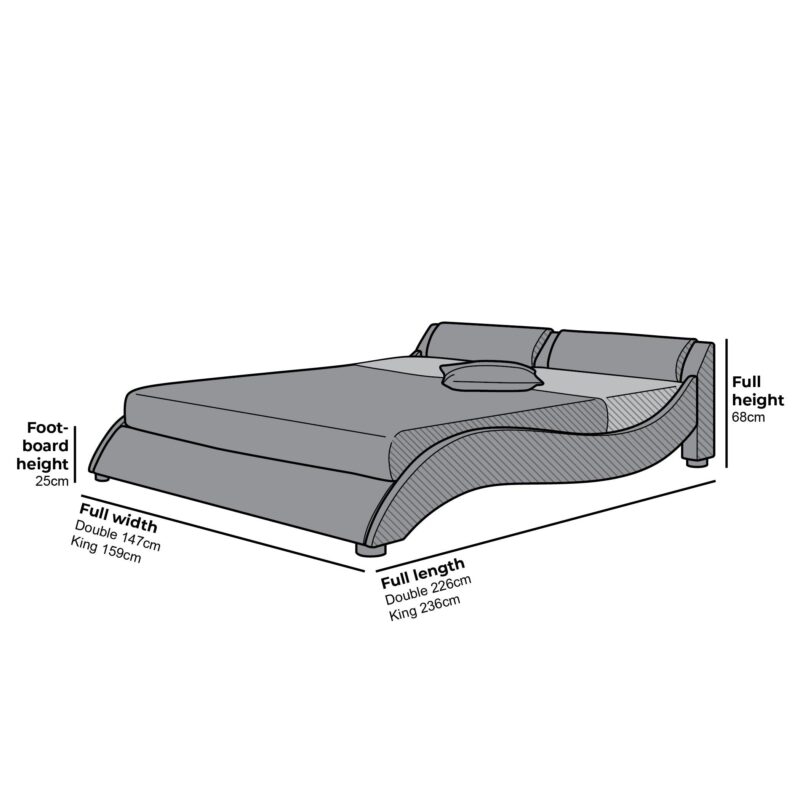 CORVUS Faux Leather Upholstered Bed Frame with Underbed LED Lights, Black - Image 8