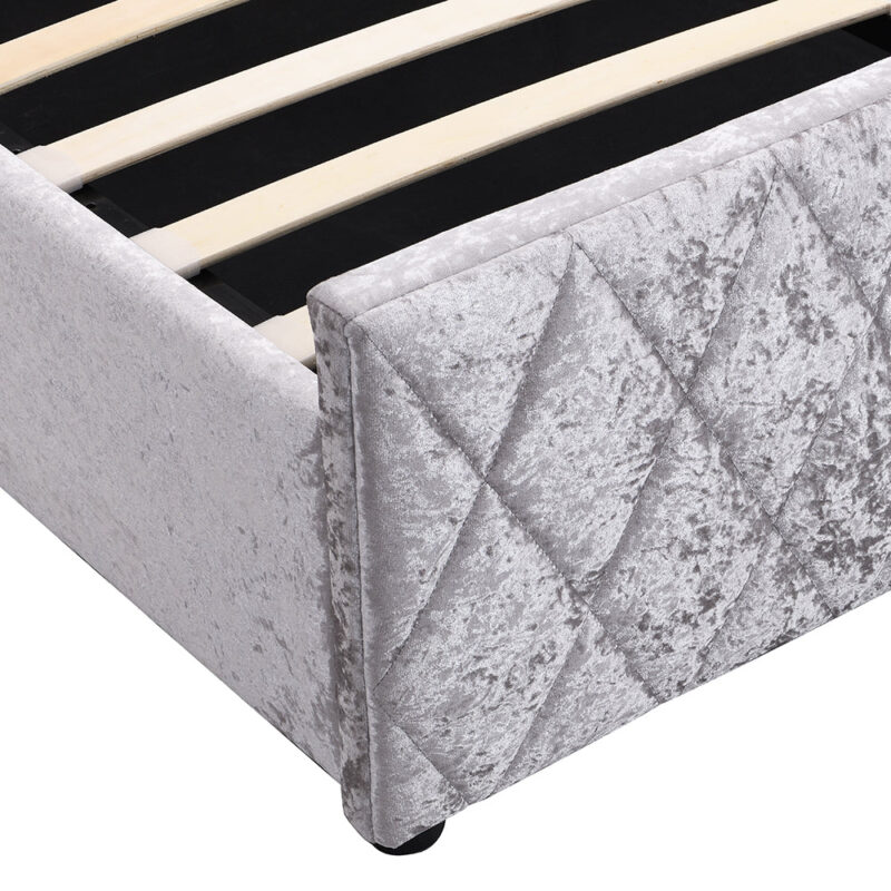 Hayden Crushed Velvet Side Lift Storage Ottoman Upholstered Bed Frame Silver - Image 11