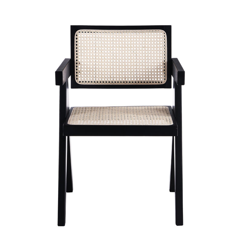 Jeanne Black Colour Cane Rattan Solid Beech Wood Dining Chair - Image 4