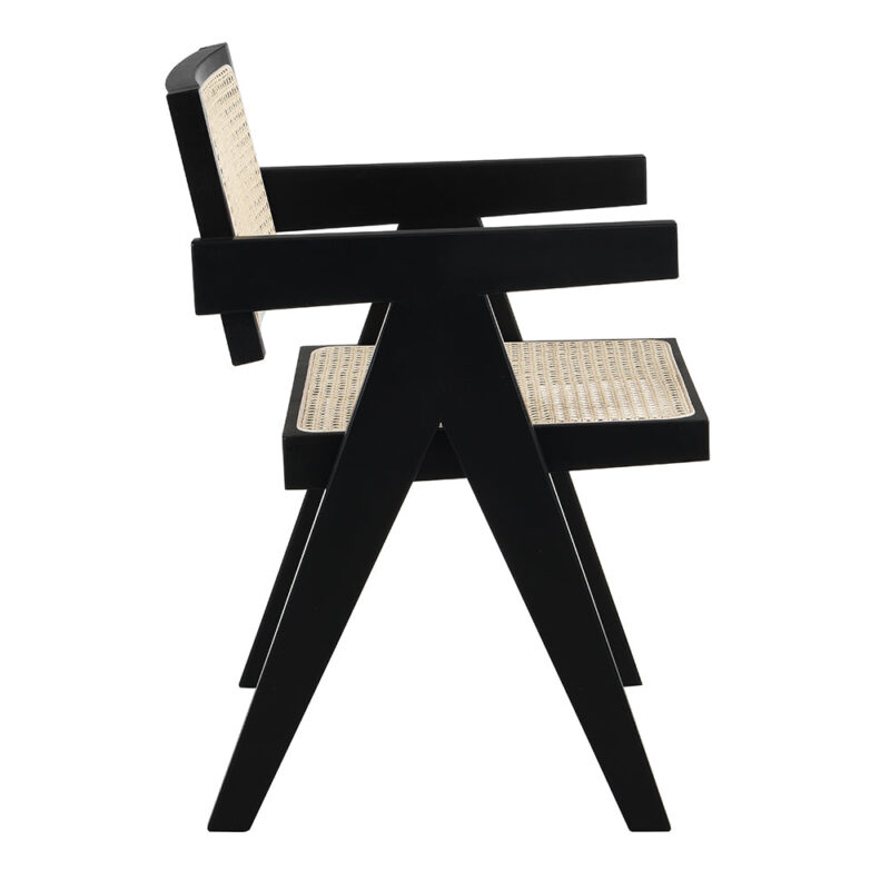 Jeanne Black Colour Cane Rattan Solid Beech Wood Dining Chair - Image 6