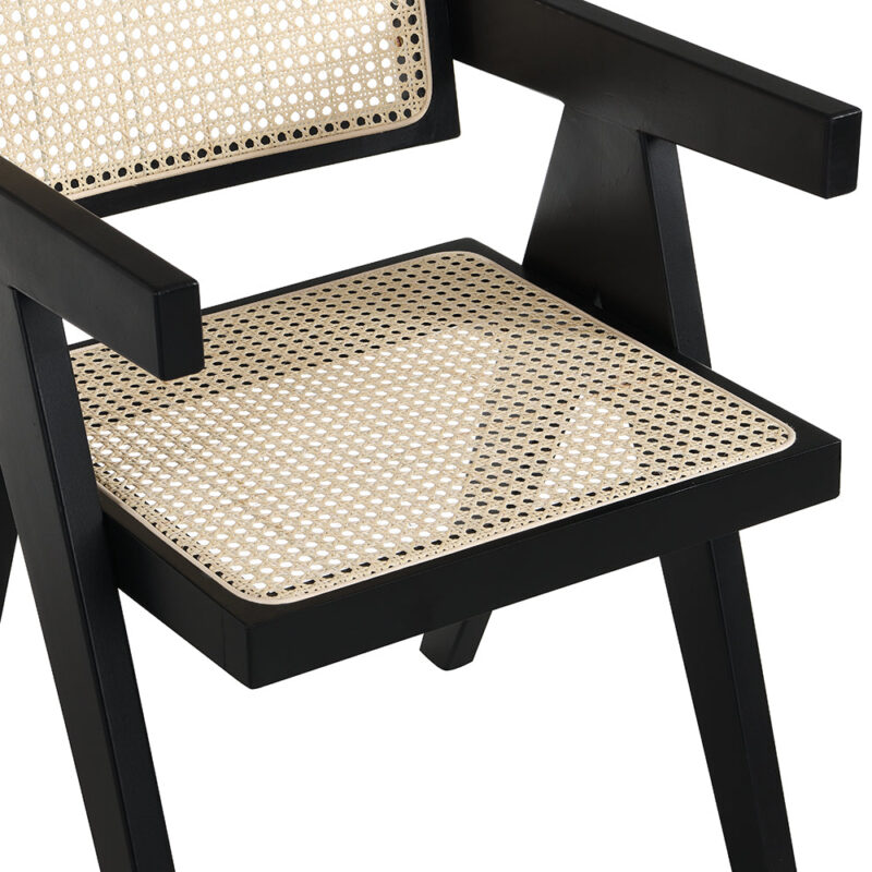 Jeanne Black Colour Cane Rattan Solid Beech Wood Dining Chair - Image 9