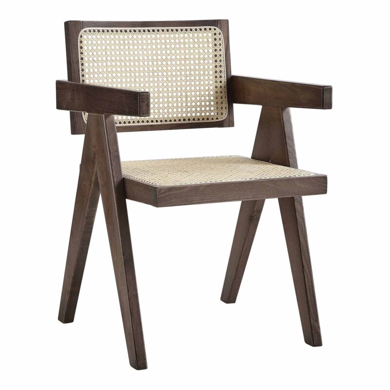 Jeanne Dark Walnut Cane Rattan Solid Beech Wood Dining Chair - Image 3