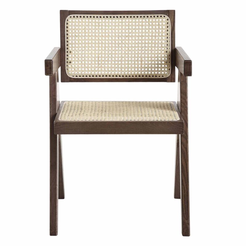 Jeanne Dark Walnut Cane Rattan Solid Beech Wood Dining Chair - Image 4