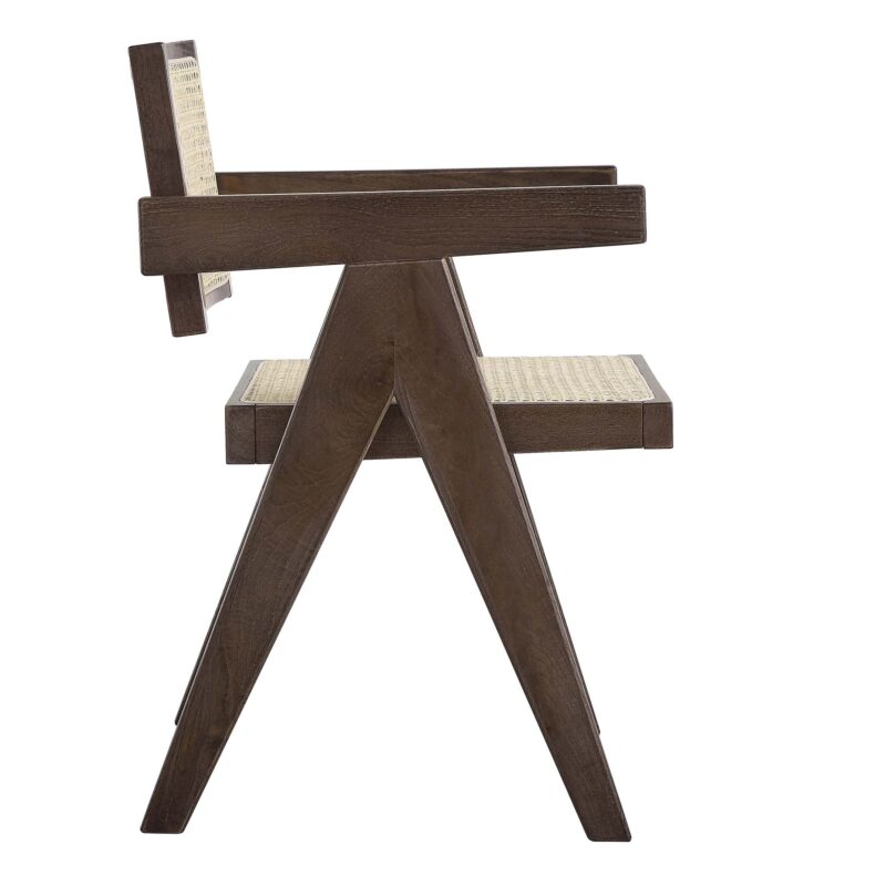 Jeanne Dark Walnut Cane Rattan Solid Beech Wood Dining Chair - Image 6