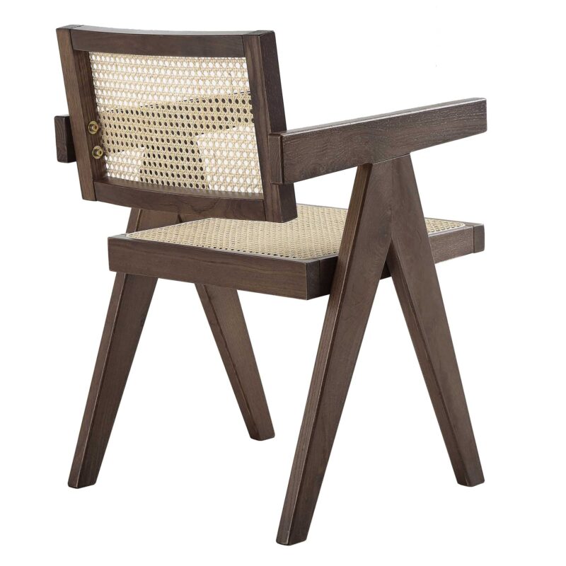 Jeanne Dark Walnut Cane Rattan Solid Beech Wood Dining Chair - Image 7