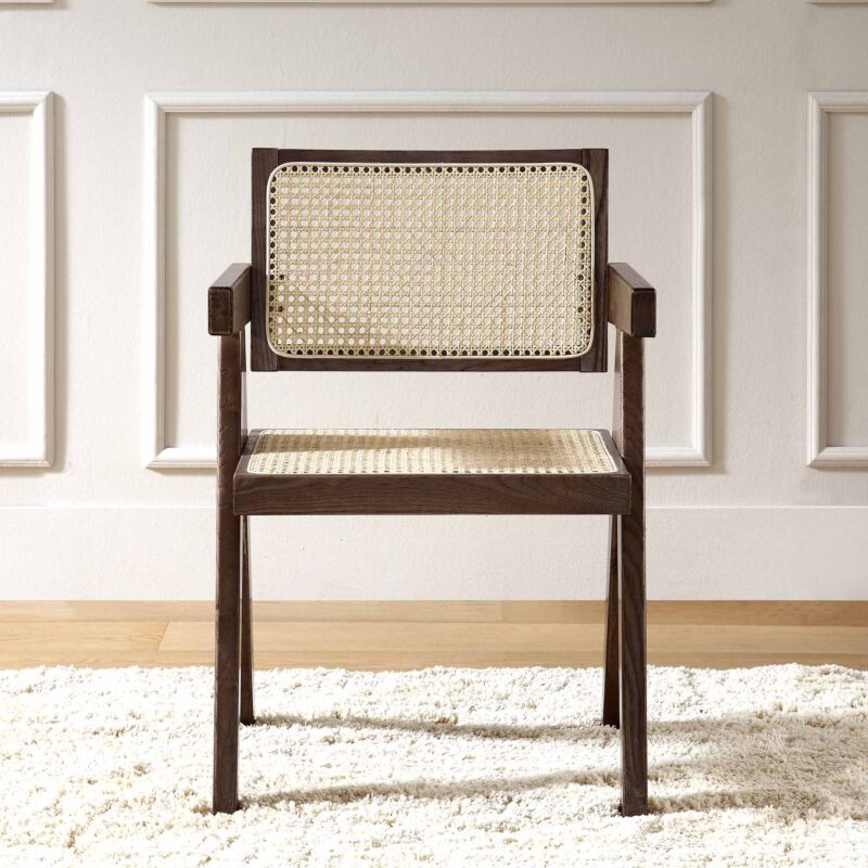 Jeanne Dark Walnut Cane Rattan Solid Beech Wood Dining Chair - Image 2