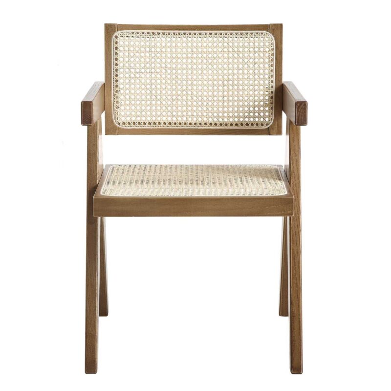 Jeanne Light Walnut Cane Rattan Solid Beech Wood Dining Chair - Image 4