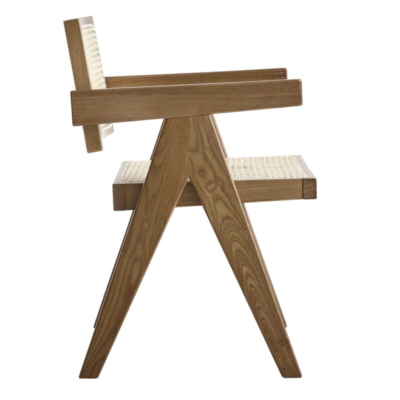Jeanne Light Walnut Cane Rattan Solid Beech Wood Dining Chair - Image 6