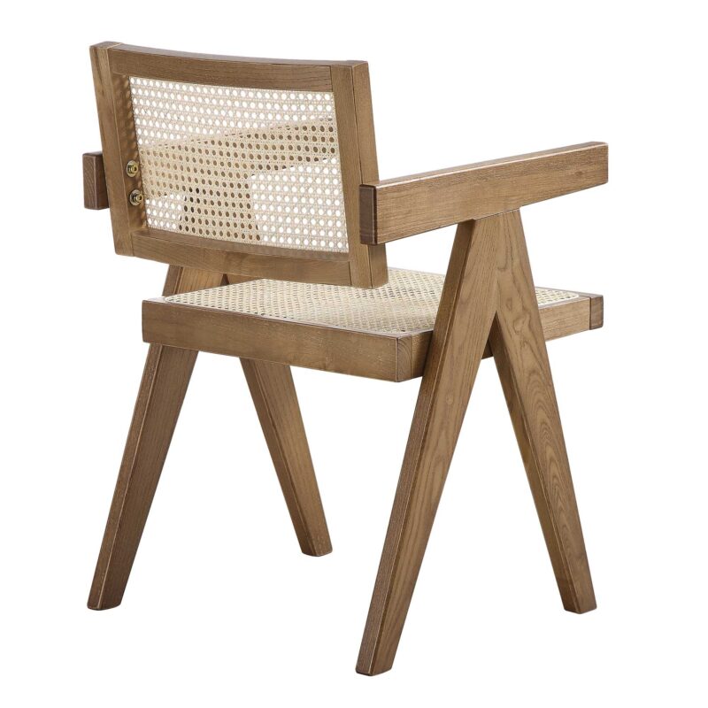 Jeanne Light Walnut Cane Rattan Solid Beech Wood Dining Chair - Image 7