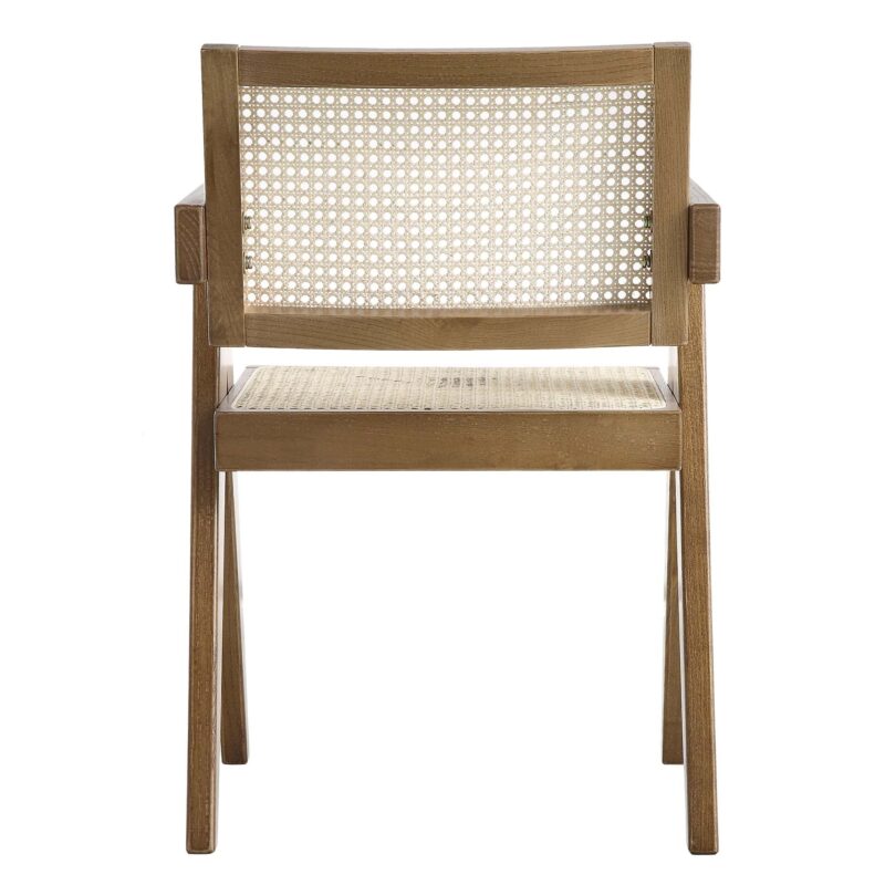 Jeanne Light Walnut Cane Rattan Solid Beech Wood Dining Chair - Image 8