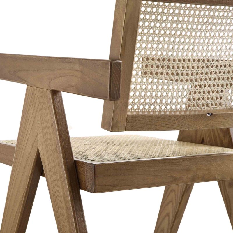 Jeanne Light Walnut Cane Rattan Solid Beech Wood Dining Chair - Image 10