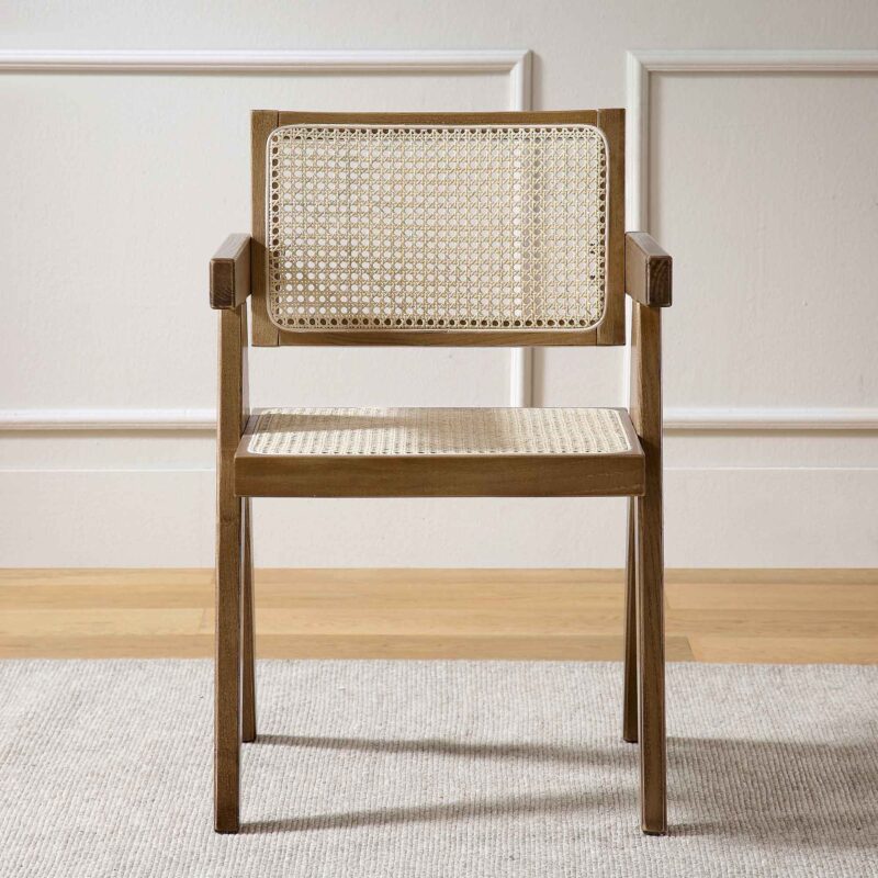 Jeanne Light Walnut Cane Rattan Solid Beech Wood Dining Chair - Image 2