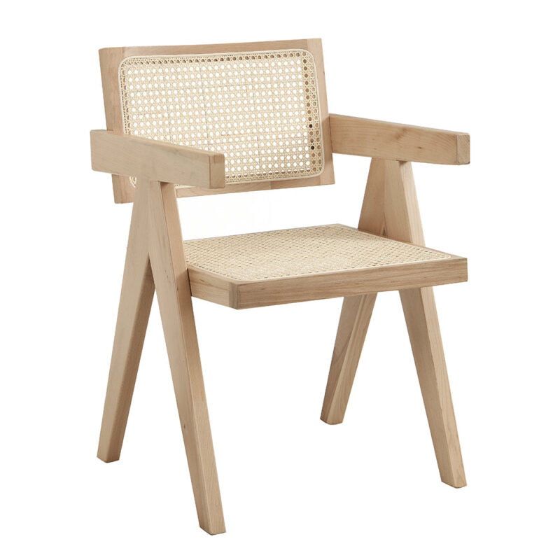 Jeanne Natural Colour Cane Rattan Solid Beech Wood Dining Chair - Image 3