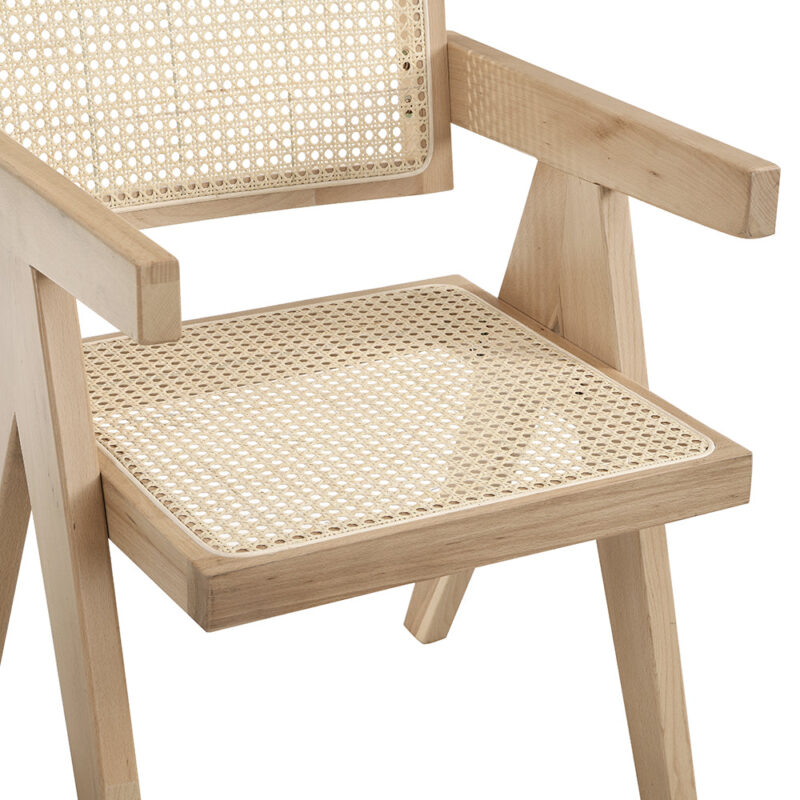 Jeanne Natural Colour Cane Rattan Solid Beech Wood Dining Chair - Image 9